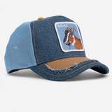 SILKY GOAT DISTRESSED TRUCKER - DENIM / STONE